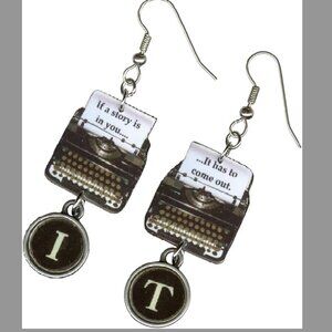 Author Writer Typewriter earrings keys Faulkner Quote